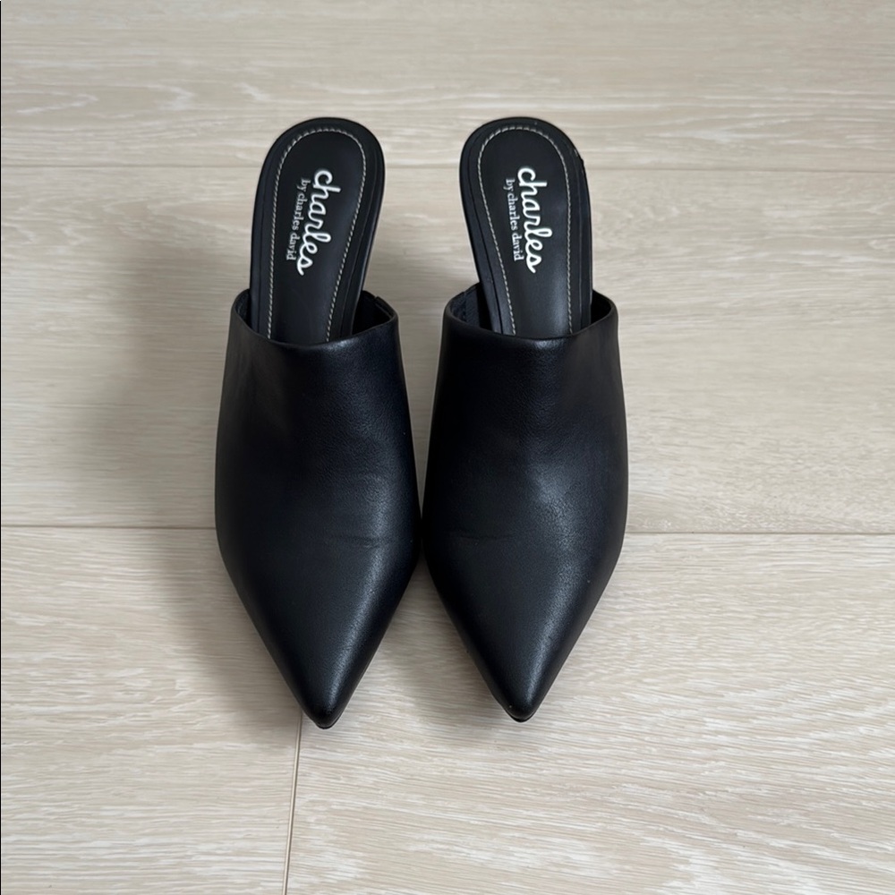 Charles David Black Mules Sleek Minimalist Design
